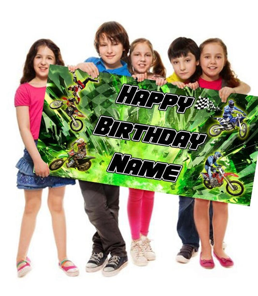 Dirt Bike Motocross Personalized/Customized Birthday Banner