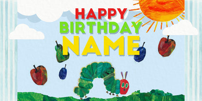 The Very Hungry Caterpillar Birthday Banner, Custom Banner, Personalized, vinyl, poster