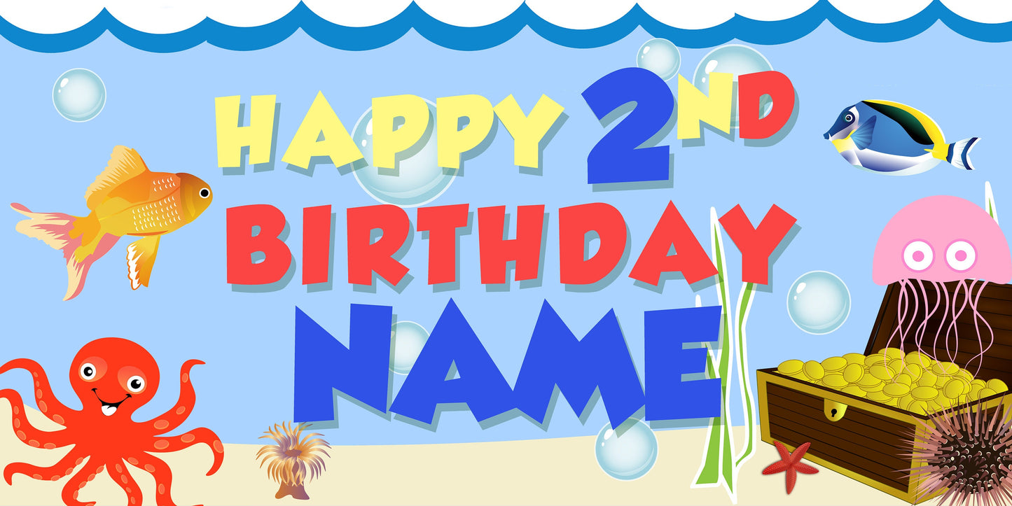 Under the Sea themed Birthday Personalized/Customized Banner