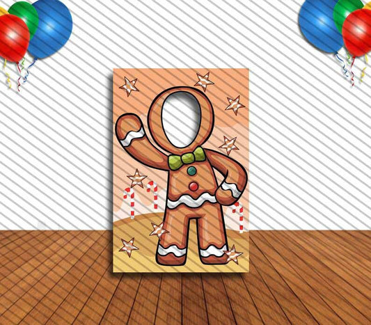 Gingerbread Man Face Cutout, Hole in Face, Party Selfie  Photo Prop,Christmas Decoration