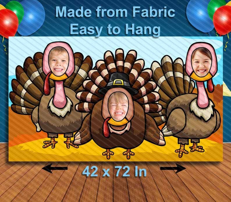 Thanksgiving Turkeys , Hole in Face, Party Selfie  Photo Prop, Holiday Decoration