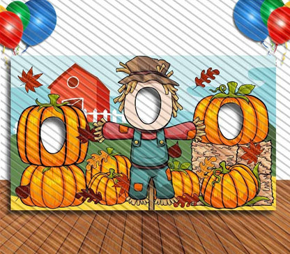 Pumpkins and Scarecrow Hole in Face, Party Selfie  Photo Prop,  Fall Decoration