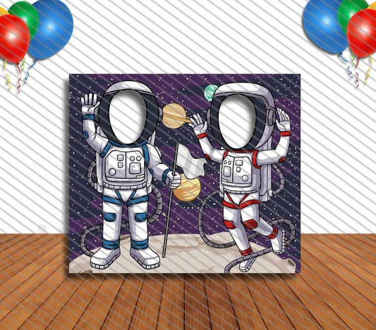 Astronauts in Space Face Cutout, Hole in Face, Party Selfie  Photo Prop, Outer Space Birthday Decoration