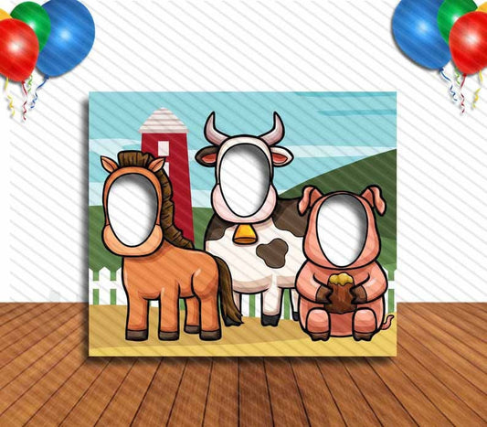 Horse Cow Pig Face Cutout, Hole in Face, Party Selfie  Photo Prop, Classroom Decoration