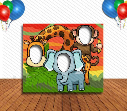 Giraffe Monkey and Elephant Face Cutout, Hole in Face, Party Selfie  Photo Prop, Jungle Decoration