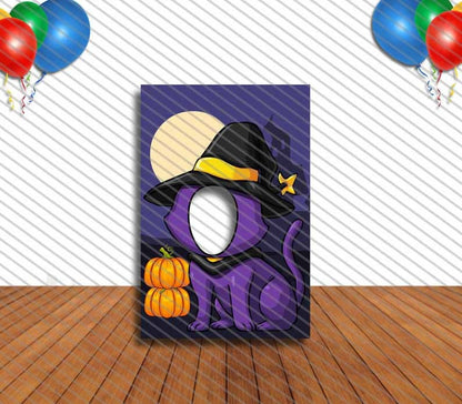 Cute Witch Cat Face Cutout, Hole in Face, Party Selfie  Photo Prop, Pumpkin Decoration