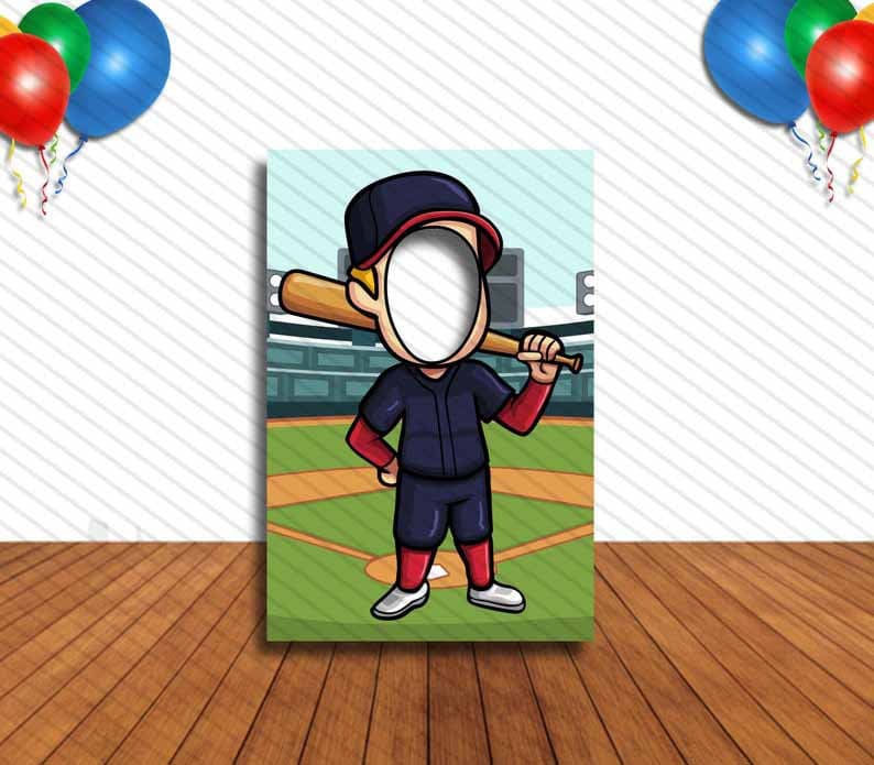 Baseball Player, Hole in Face, Party Selfie  Photo Prop, Sports Decoration