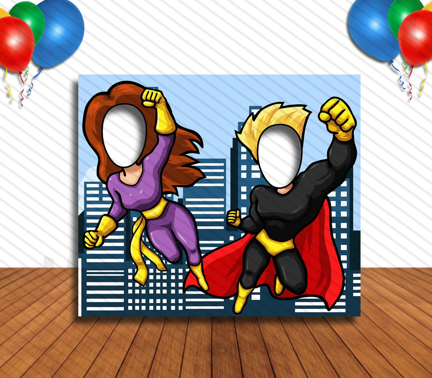 Super hero and Super Heroine, Hole in Face, Party Selfie  Photo Prop, Marvel DC Theme Decoration