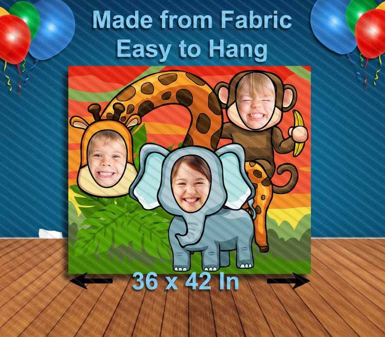 Giraffe Monkey and Elephant Face Cutout, Hole in Face, Party Selfie  Photo Prop, Jungle Decoration