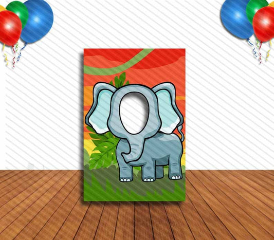 Elephant Face Cutout, Hole in Face, Party Selfie  Photo Prop, Animal Birthday Decoration