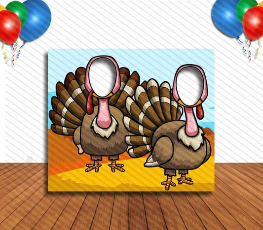 Turkeys Thanksgiving Cutout, Hole in Face, Party Selfie  Photo Prop, Fall Decoration