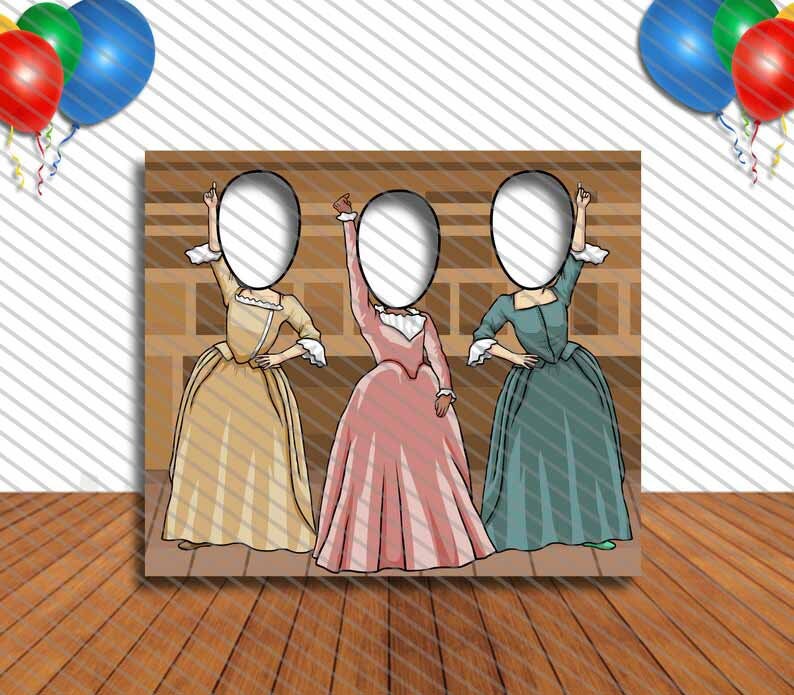 Hamilton Cutout, Hole in Face, Party Selfie  Photo Prop, Schuyler Sisters Decoration