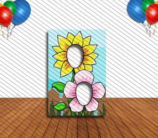 Flowers Party Face Cutout, Hole in Face, Party Selfie  Photo Prop, Birthday Decoration