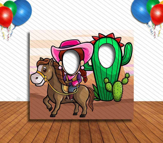 Cowgirl and Cactus, Hole in Face, Party Selfie  Photo Prop, Western Decoration