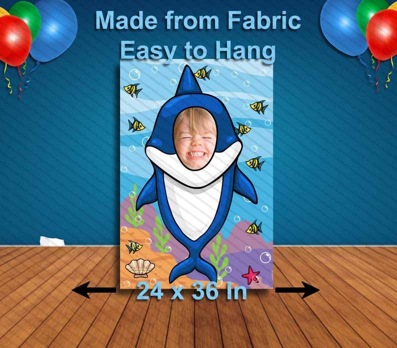 Shark Face Cutout, Hole in Face, Party Selfie  Photo Prop, Under the sea Decoration