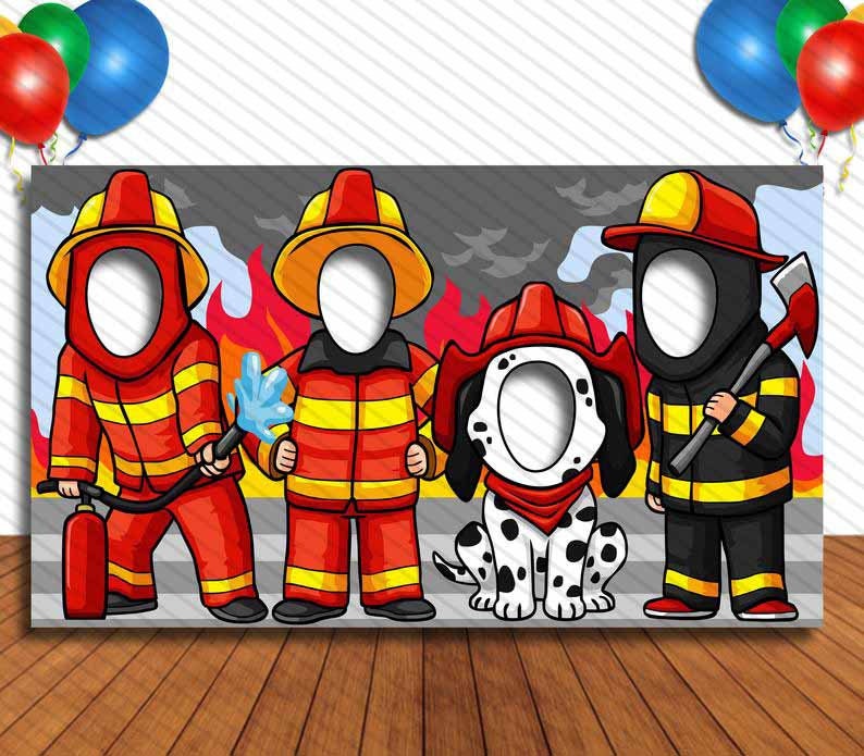 Firefighters, Hole in Face, Party Selfie  Photo Prop, Firemen Decoration