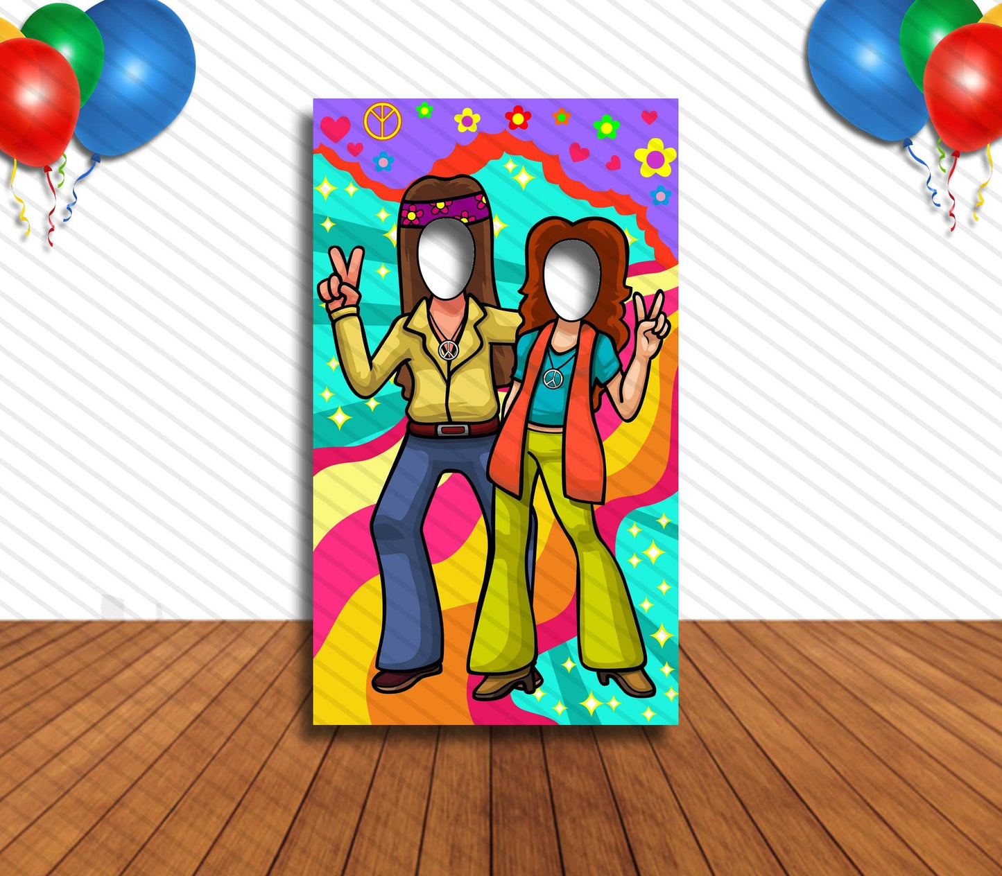 70s Party, Hippy, Hole in Face, Party Selfie  Photo Prop, Disco Party Decoration