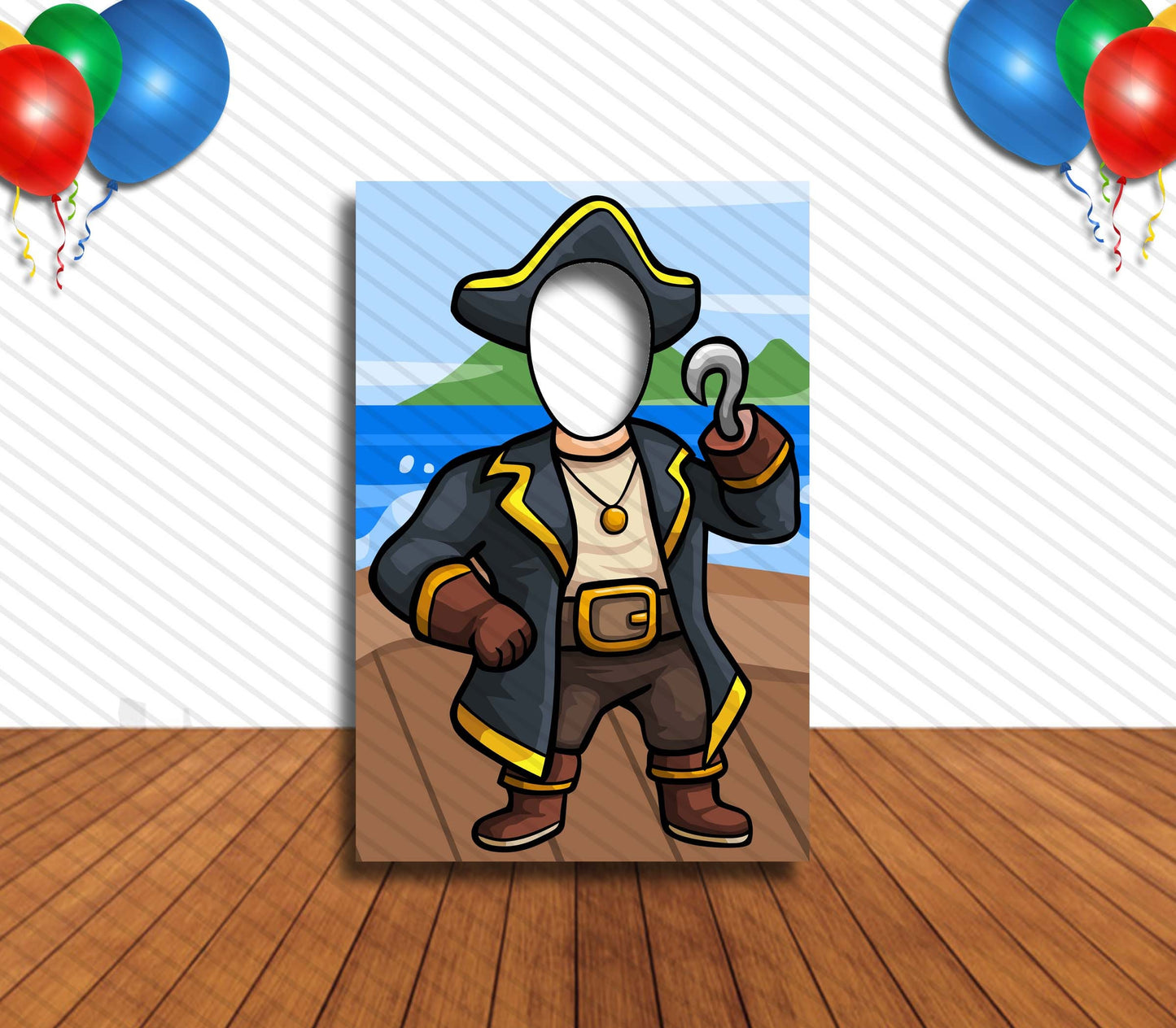 Pirate Face Cutout, Hole in Face, Party Selfie  Photo Prop, Kids Party Decoration