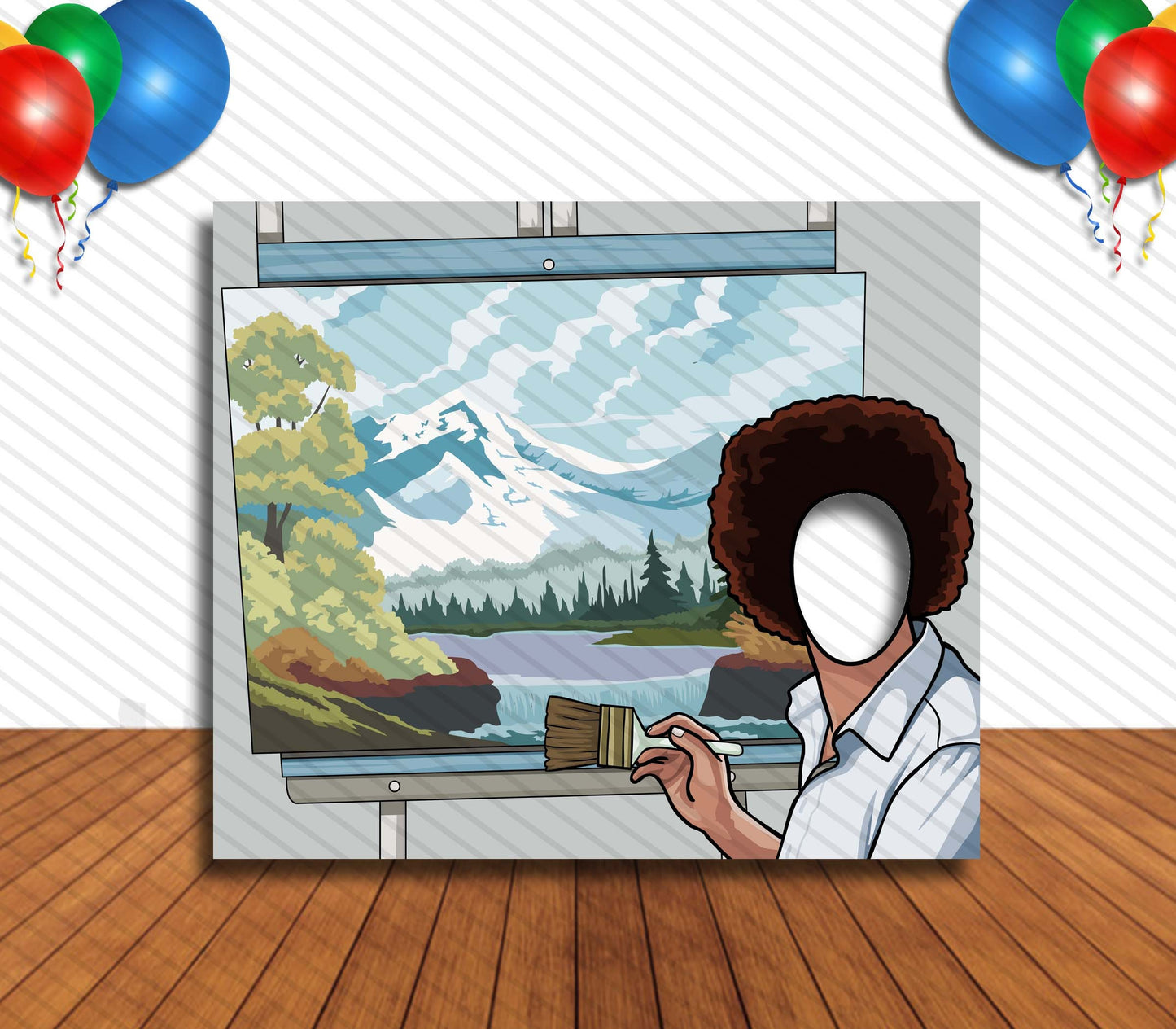 Afro Painter, Hole in Face, Party Selfie  Photo Prop, Afro Artist Decoration