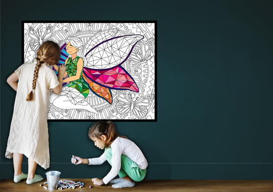 Fairy Wings Coloring Page, Fairy Coloring sheet, Jumbo Coloring book pages, Fairy Tale Fantasy themed Giant Coloring Poster