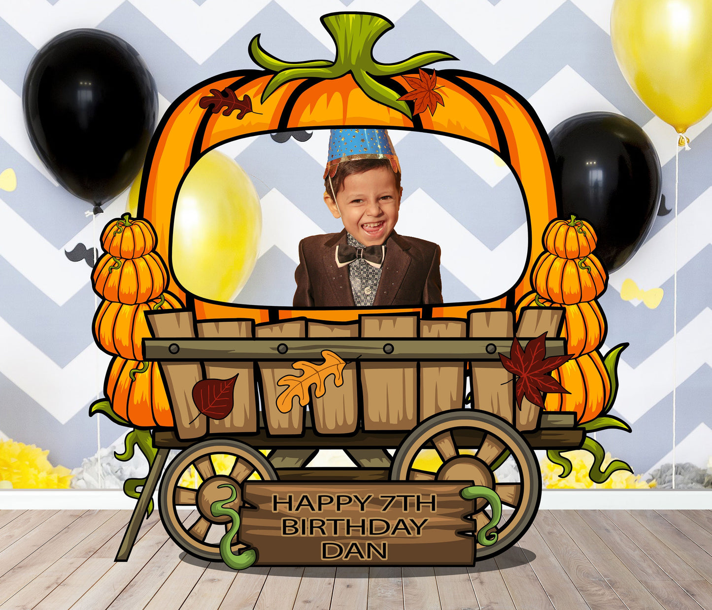 Pumpkin Wagon Photo Prop, Halloween Party DIY, Personalized/Customized, Photo booth Selfie Frame