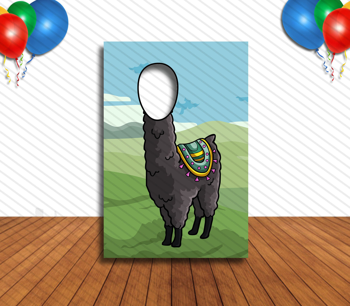 Llama Cutout, Hole in Face, Party Selfie Photo Booth Prop, Llama Theme Birthday