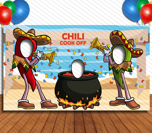 Chilli Cook-Off Party Cutout, Hole in Face, Party Selfie Photo Booth Prop, Game Day Theme Birthday