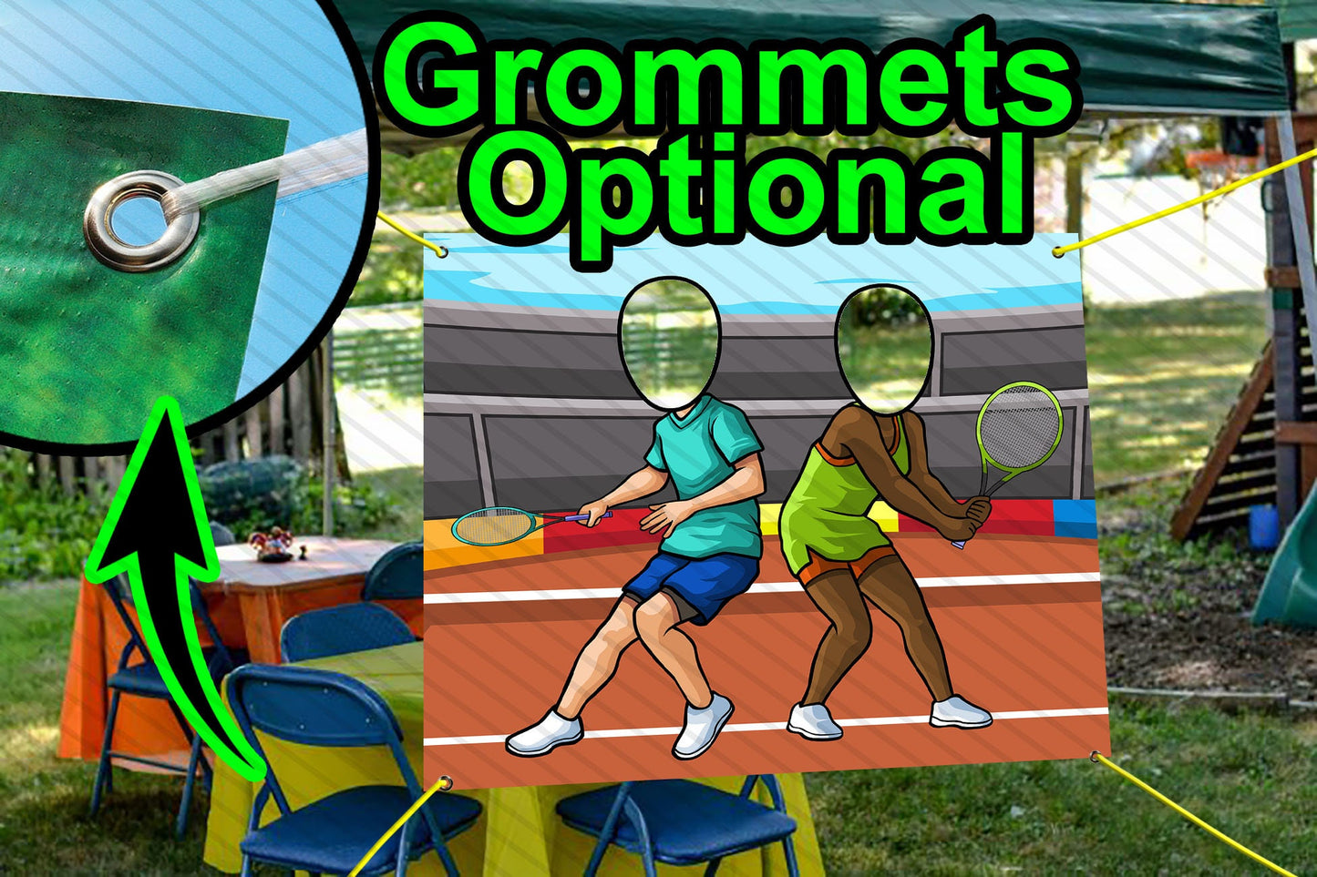 Tennis Players Cutout, Hole in Face, Party Selfie Photo Booth Prop, Sports Party Theme Birthday