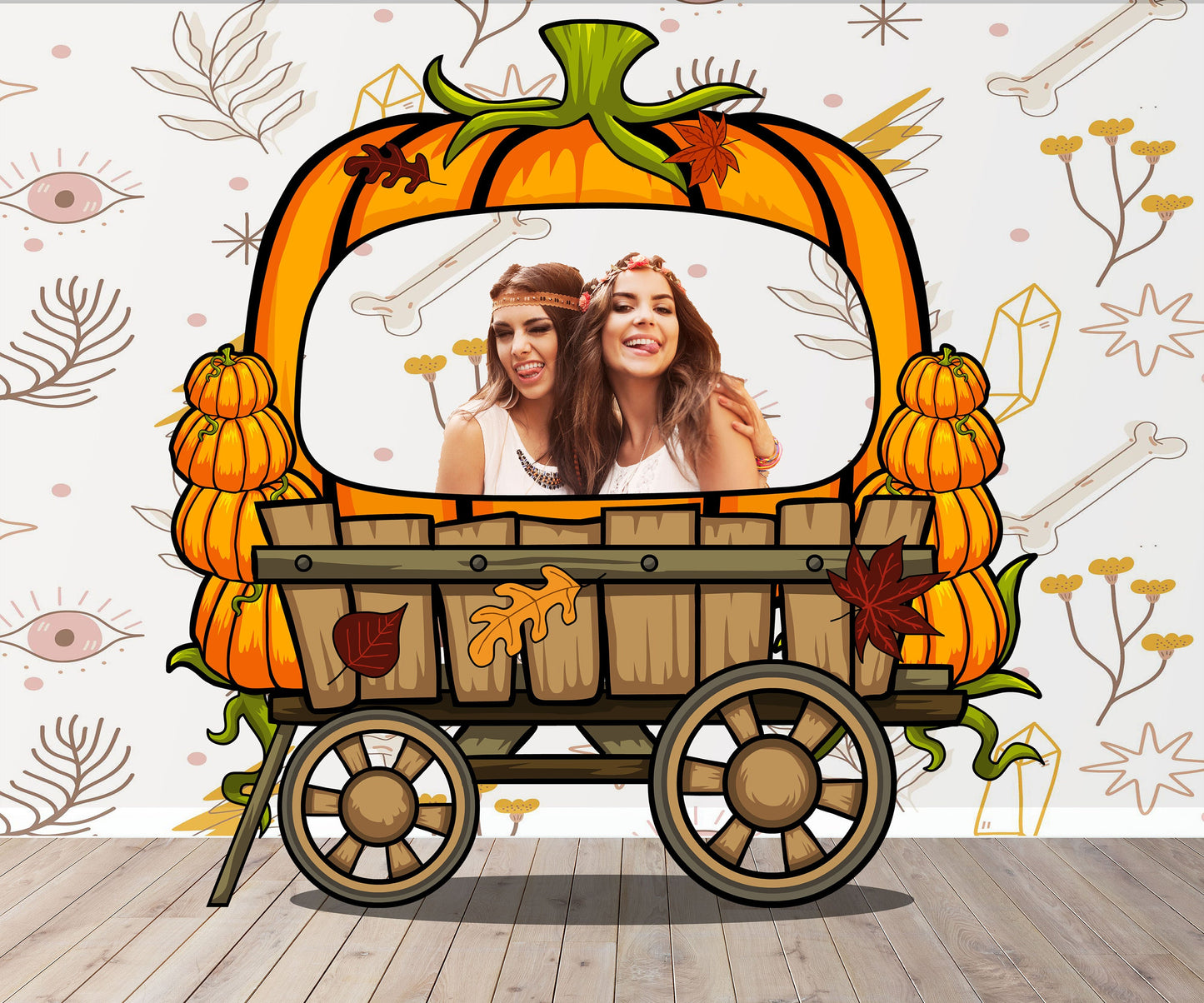 Pumpkin Waggon Photo Prop, Halloween Party DIY, Photo booth Selfie Frame