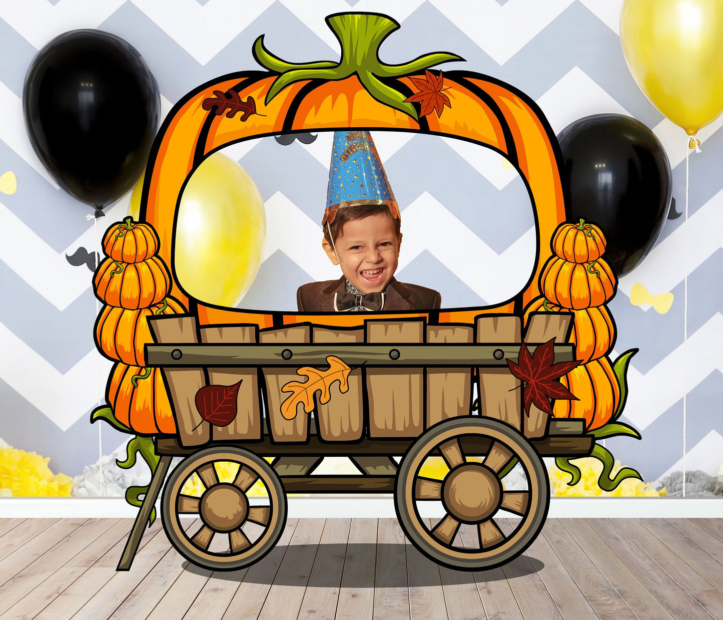 Pumpkin Waggon Photo Prop, Halloween Party DIY, Photo booth Selfie Frame