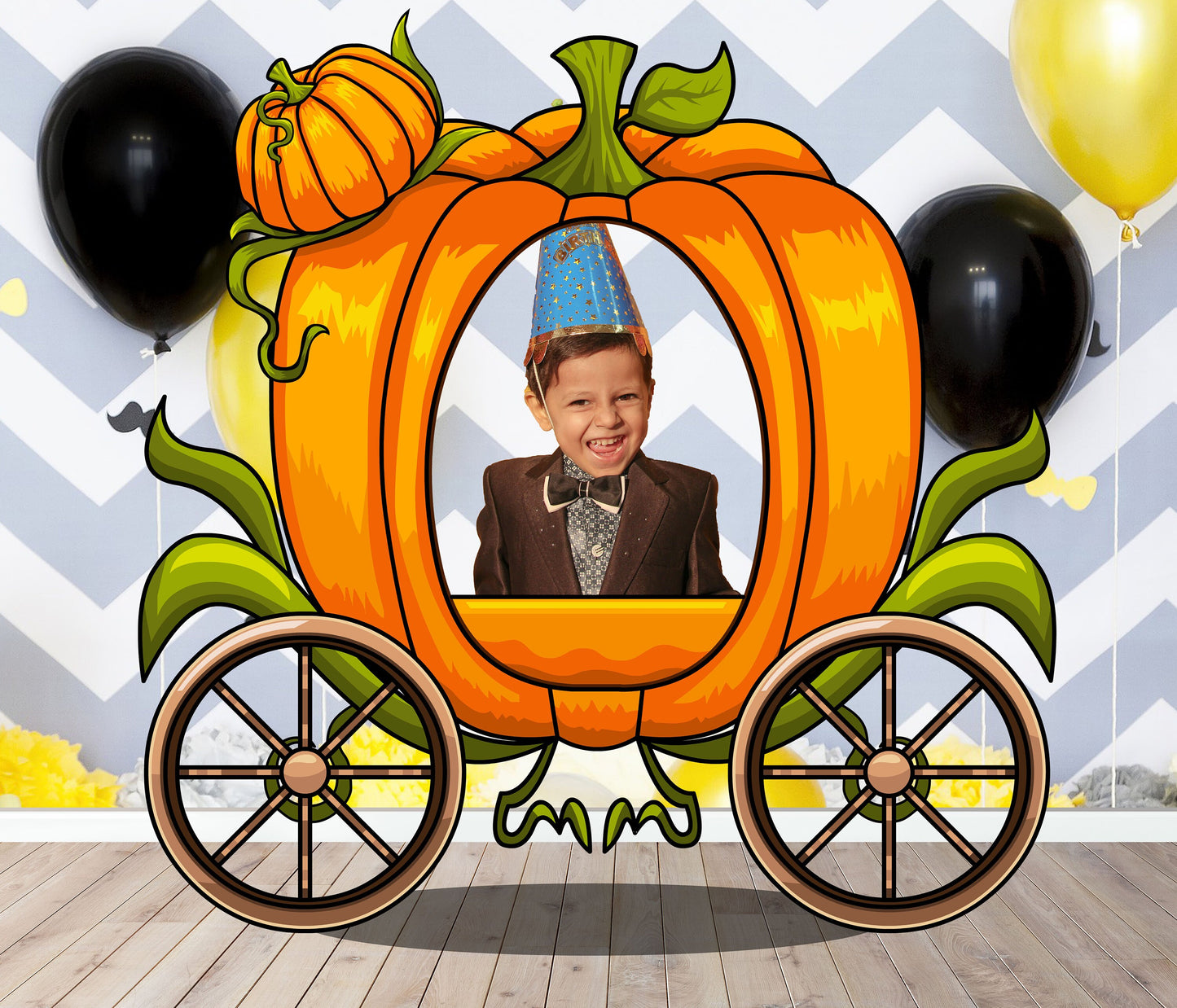 Pumpkin Carriage Photo Prop, Halloween Party DIY, Photo booth Selfie Frame