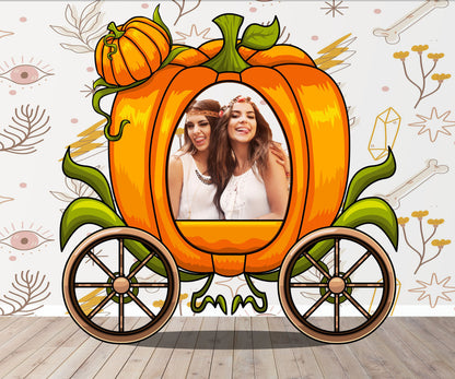 Pumpkin Carriage Photo Prop, Halloween Party DIY, Photo booth Selfie Frame