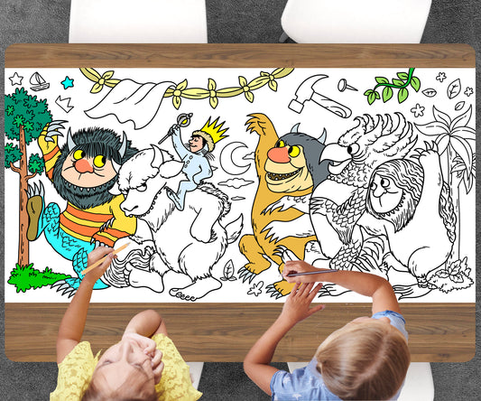 Wild Ones Coloring Page, Video Game Birthday Sheet, Jumbo Coloring Book Pages, Wild Ones Theme Giant Coloring Poster