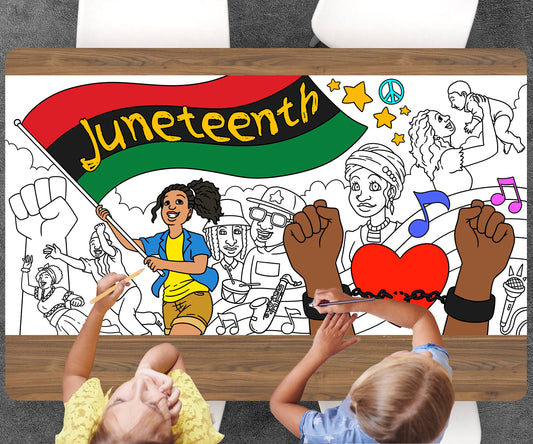 Juneteenth Coloring Page, Custom Black History Month Birthday Sheet, Jumbo Coloring Book Pages, Personalized Theme Giant Coloring Poster