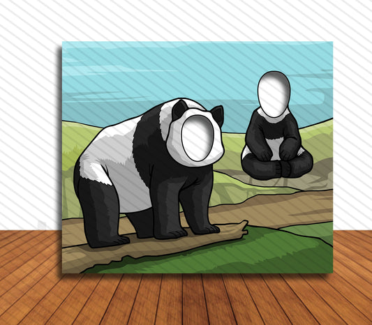 Panda Theme Face Cutout, 36x42" Photo Stand-in, Party Selfie Photo Prop