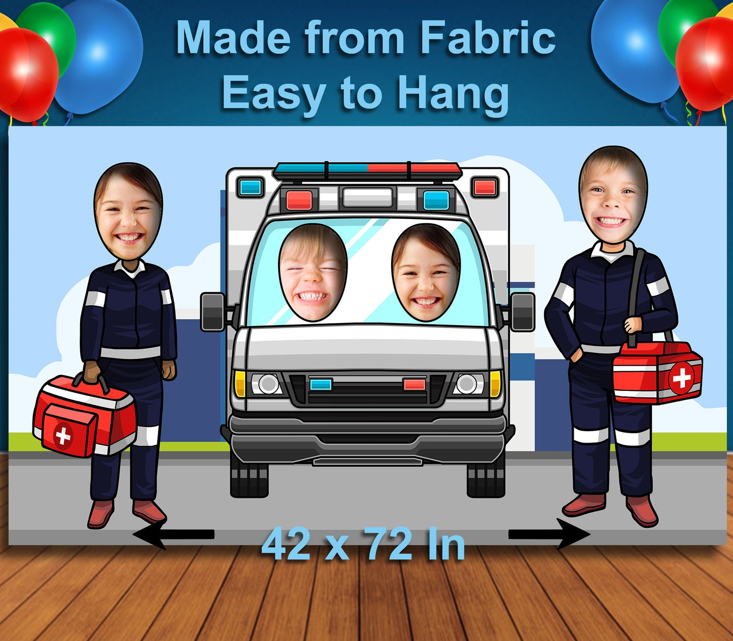 Paramedics Theme Face Cutout, 42x72" Photo Stand-in, Party Selfie Photo Prop