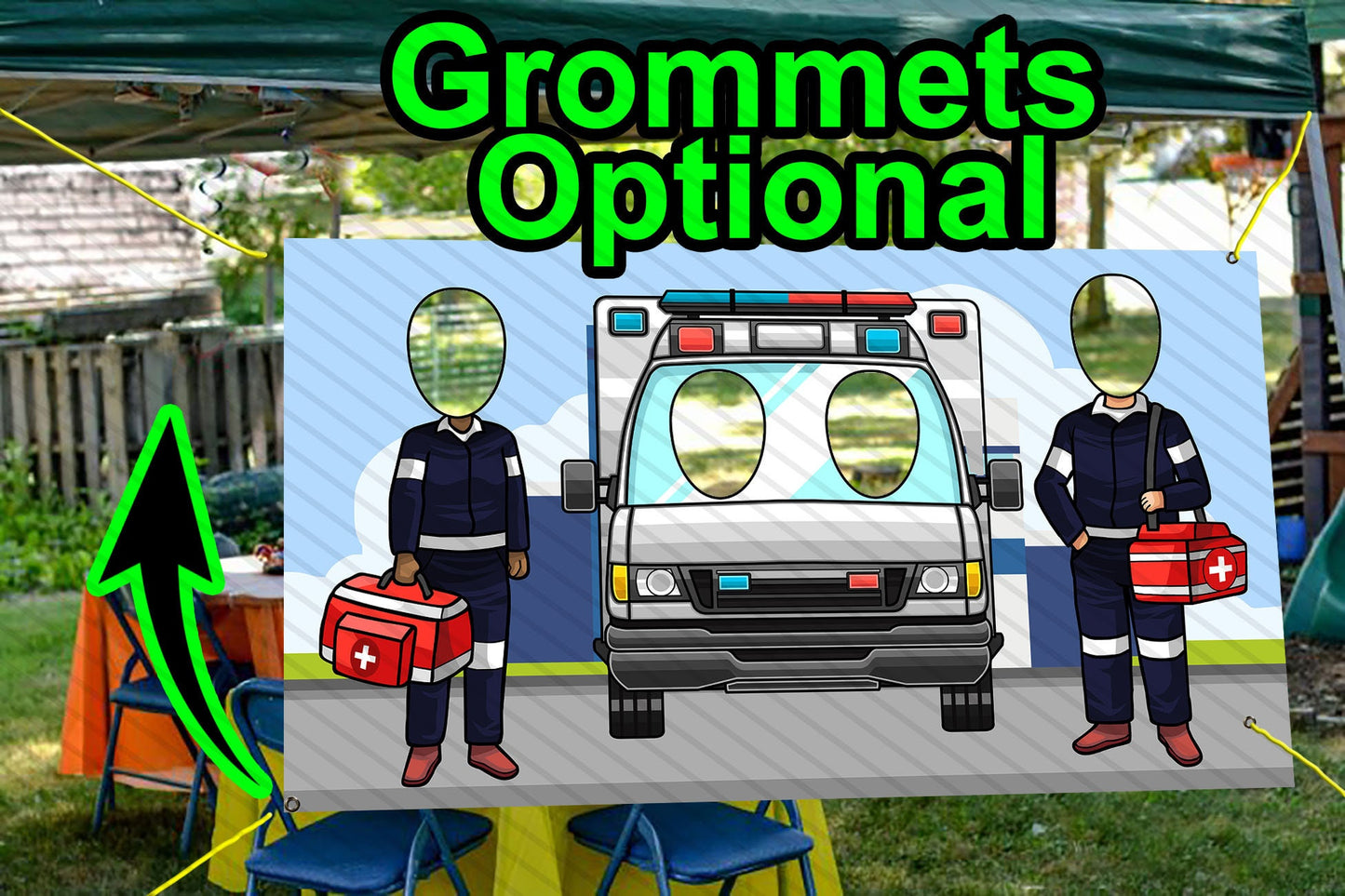 Paramedics Theme Face Cutout, 42x72" Photo Stand-in, Party Selfie Photo Prop