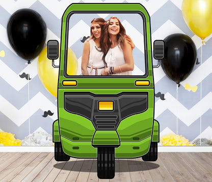 Green Motorized Tricycle Photo Prop, Vehicle Theme, Photo Booth Selfie Frame, DIY Party Props