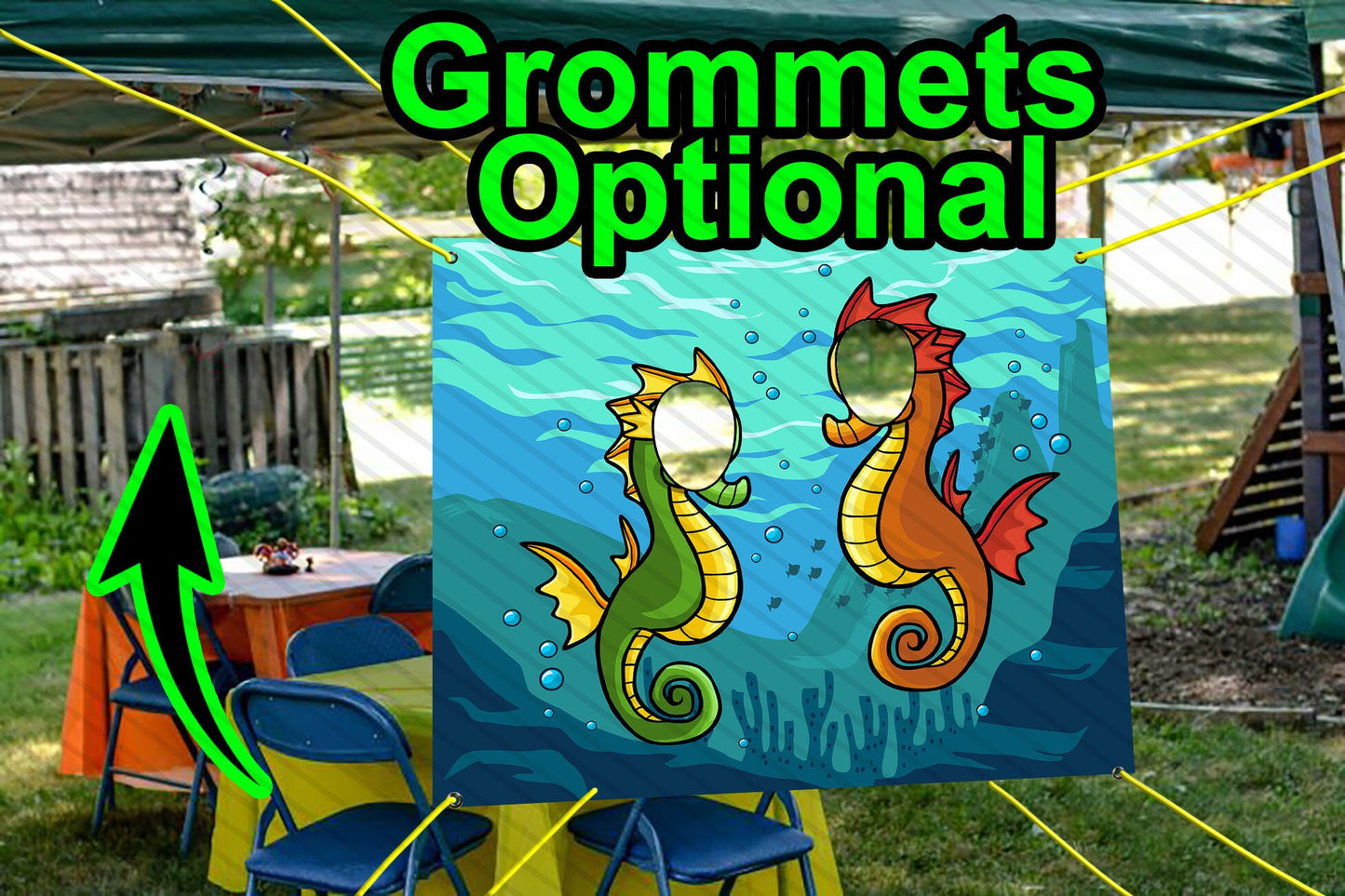 Seahorse Theme Face Cutout, 36x42" Photo Stand-in, Party Selfie Photo Prop