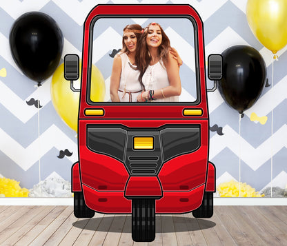 Red Motorized Tricycle Photo Prop, Vehicle Theme, Photo Booth Selfie Frame, DIY Party Props