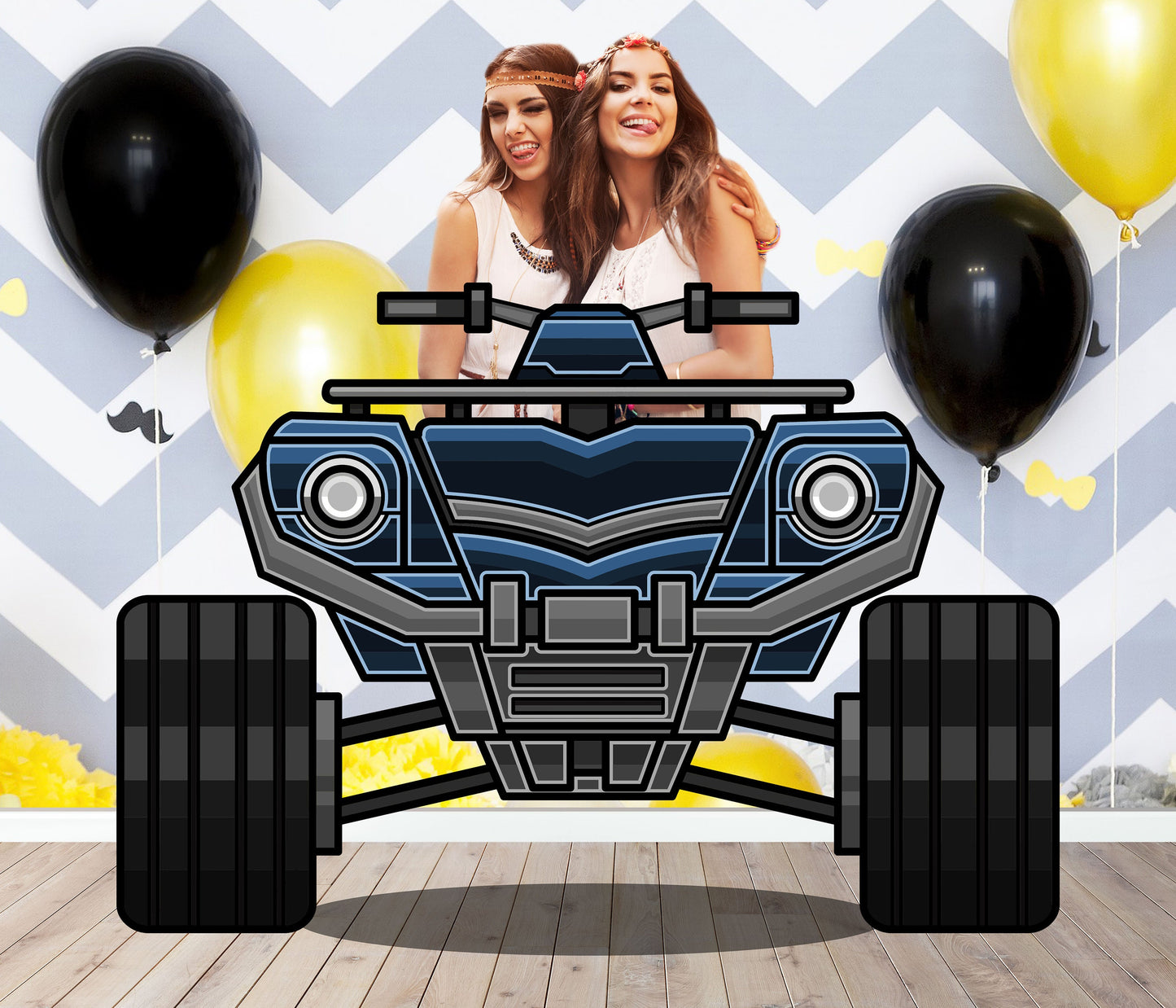 Blue ATV Photo Prop, Vehicle Theme, Photo Booth Selfie Frame, DIY Party Props