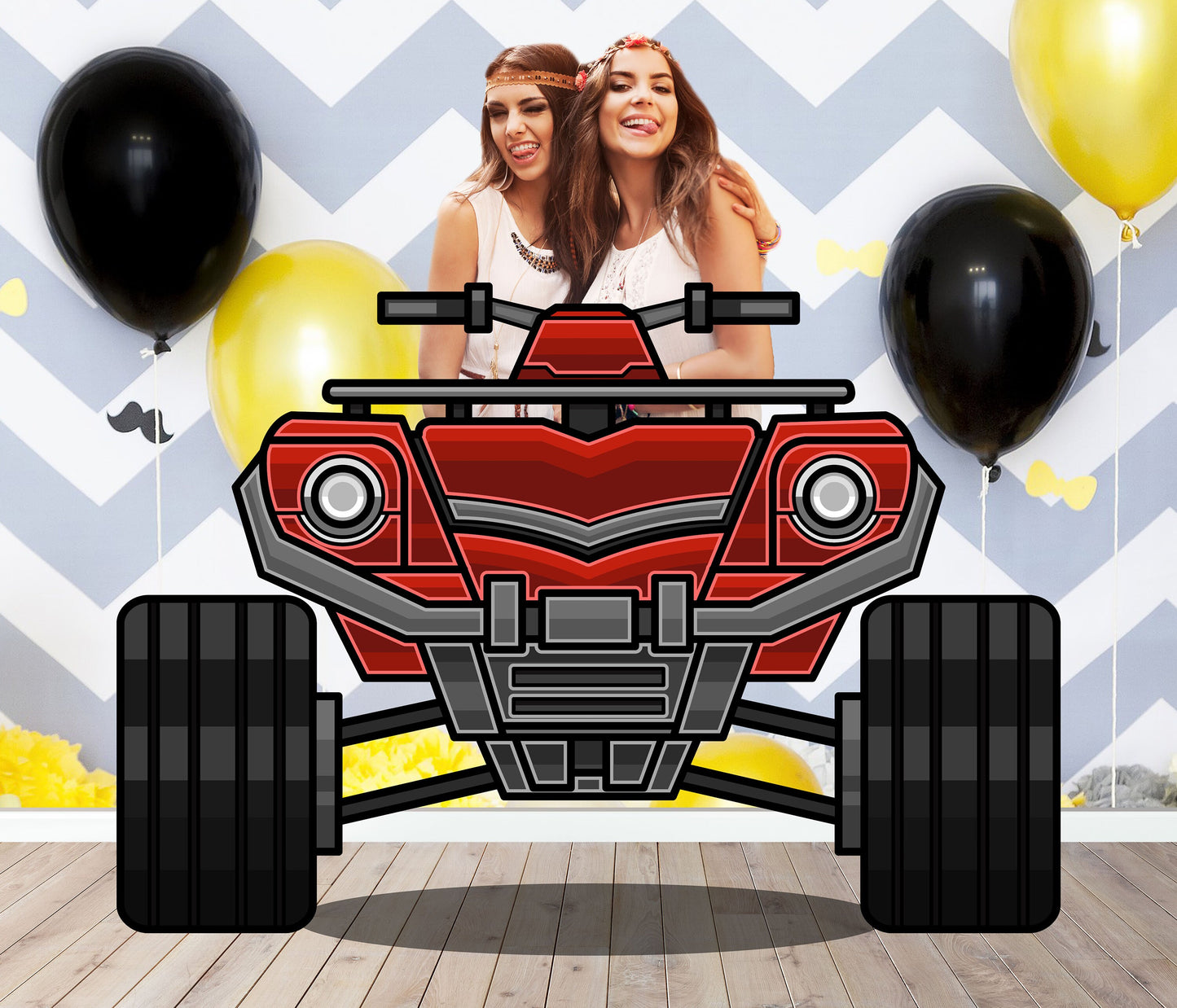 Red ATV Photo Prop, Vehicle Theme, Photo Booth Selfie Frame, DIY Party Props