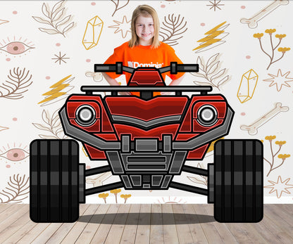 Red ATV Photo Prop, Vehicle Theme, Photo Booth Selfie Frame, DIY Party Props