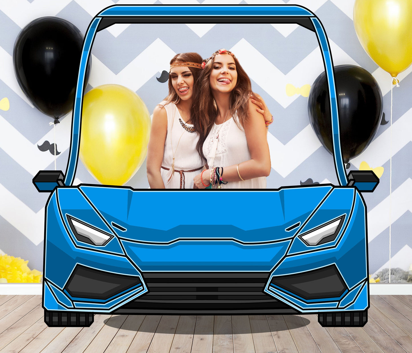 Blue Lambo Car Photo Prop, Vehicle Theme, Photo Booth Selfie Frame, DIY Party Props