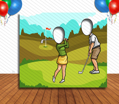 Golf Theme Face Cutout, 36x42" Photo Stand-in, Sports Theme Party Selfie Photo Prop