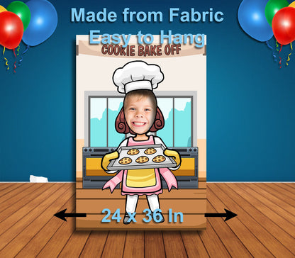 Cookie Bake-Off Theme Face Cutout, 24x36" Photo Stand-in, Party Selfie Photo Prop