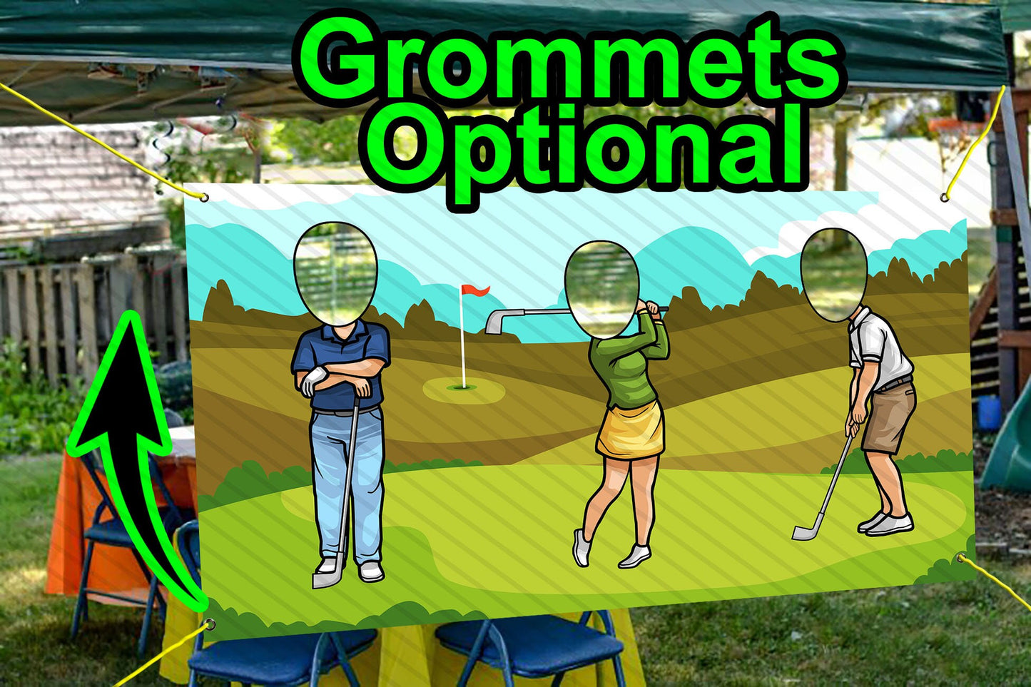 Golf Theme Face Cutout, 42x72" Photo Stand-in, Sports Theme Party Photo Prop