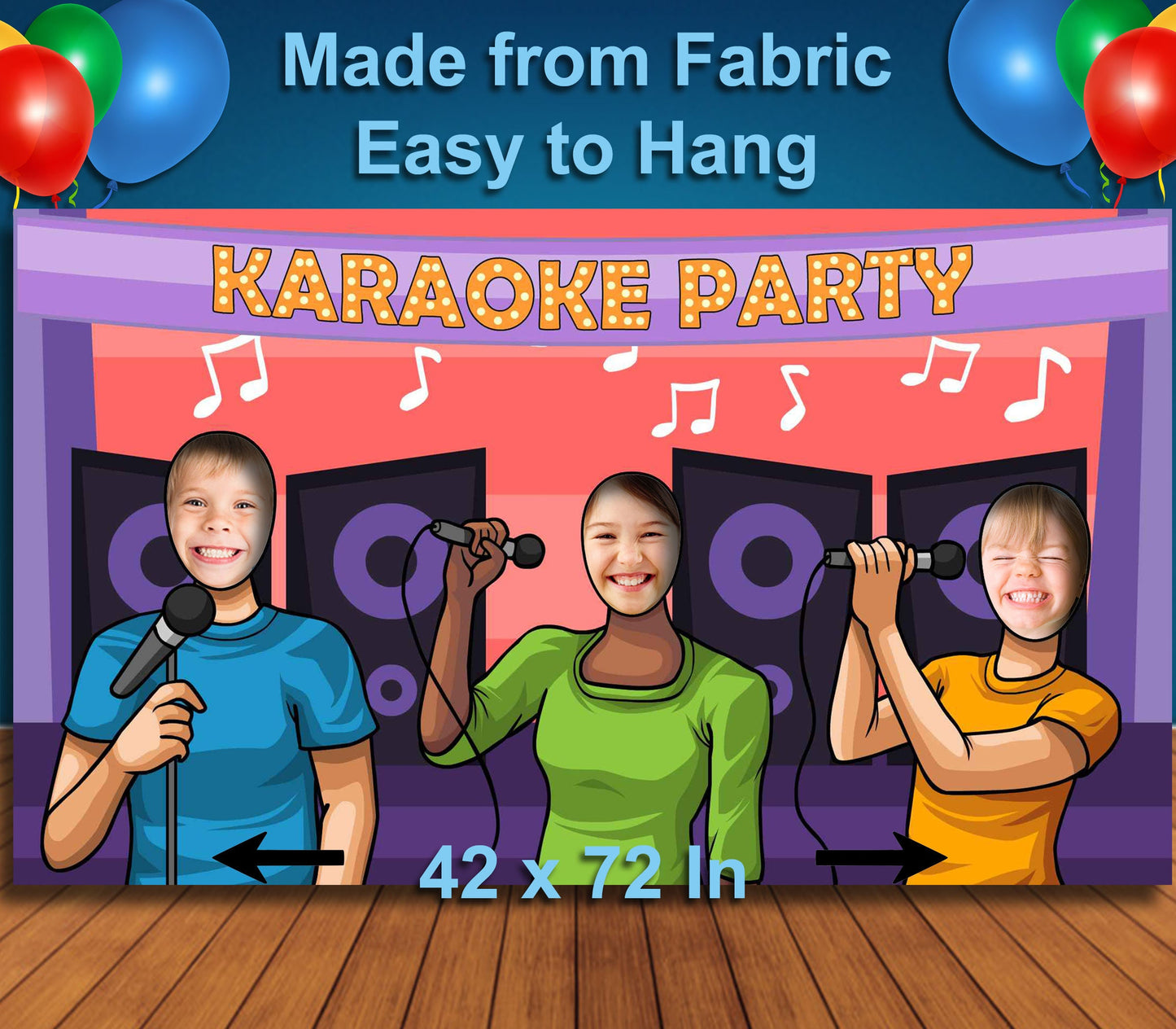 Karaoke Party Theme Face Cutout, 42x72" Photo Stand-in, Party Selfie Photo Prop