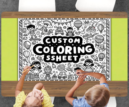 Custom Coloring Page, You Design we Create, Jumbo Coloring Book Pages, Personalized Theme Giant Coloring Poster