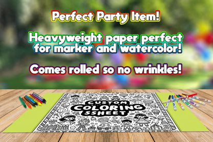 Custom Coloring Page, You Design we Create, Jumbo Coloring Book Pages, Personalized Theme Giant Coloring Poster